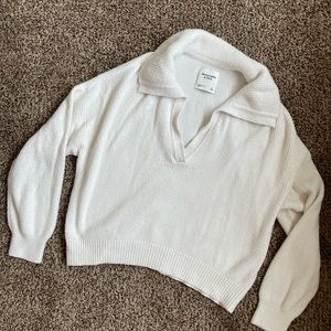 Abercrombie White Collared Sweater